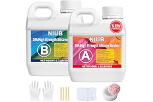 NIUB silicona para moldes 1,1kg 20A silicona liquida, Silicona líquida para moldes Kit de fabricación de molde, Kit profesional de fabricación de molde de caucho