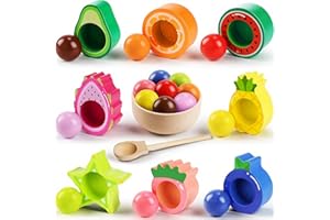 Seagoal Montessori Spielzeug ab 2 Jahr, Baby Motorikspielzeug Obst Holzspielzeug, Kinder Lernspielzeug Geschenk für Baby Mädchen Jungen 2 3 4 Jahre