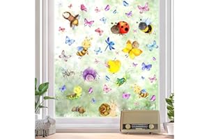 ‎WANDSTICKER4U WandSticker4U®- [48 Stück] Fensterbilder Kinder BIENEN & KÄFER & SCHMETTERLINGE selbstklebend I Fenstersticker Kinder Bienen Tiere I Fensteraufkleber Fensterdeko Kinderzimmer Frühling Sommer GROß