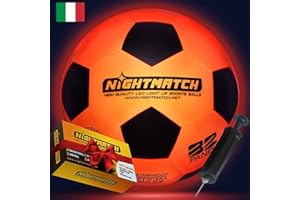 NIGHTMATCH Impermeabile Pallone da Calcio Luminoso - Divertimento Notturn - Pallone da Calcio Taglia 5 con Pompa e 6 Batterie Extra - Ideale per Grandi e Piccini - 2 LED Attivati con Sensore