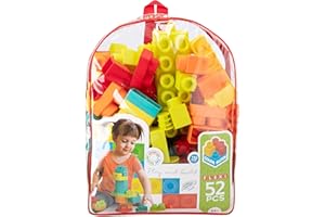 COLORBABY 49733 - Bloques de Construcción para niños Flexi / Incluye 52 piezas, juguetes para niños, juegos educativos / Piezas de construcción Grandes de diversas formas, colores y textura blanda