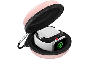 MoKo Storage Box Compatible with Apple Watch Series 11/10/9/8/7/6/5/4/3/2/1/SE3/SE2/SE, Portable Protective Travel Bag Fit iWatch 38mm 40mm 41mm 42mm 44mm 45mm 46mm Airpods Pro/3/2/1, Rose Gold