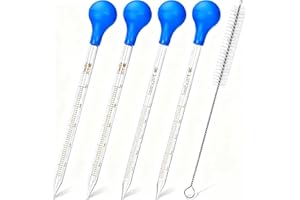 HATANSE 4 Stück Glas Pipetten Dropper, Tropfpipetten, Pipette Glas, Transfer Pipette, Glaspipette, Messpipetten, 5ml 10ml mit Tropfenbürsten
