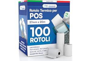 DNK TRADE 100 Rotoli POS 57x20 metri, Rotolini POS per NEXI Mobile POS e altri dispositivi POS (100)