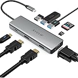 USB C HUB, 9 in 1 USB C Docking Station, HHV HUB 3.0 2 hdmi, VGA, 3 USB 3.0, 100W PD, SD/TF für MacBook Pro/Air, iPad Pro/Air