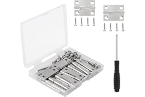 Roosea bisagras pequeñas 20 Piezas mini bisagras 36 * 27 * 1,0mm acero bisagras pequeñas manualidades con 80 tornillos y destornillador pequeñas bisagras para manualidades Juguetes Casa de muñecas