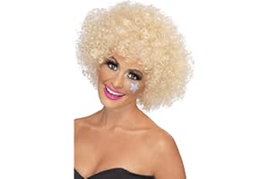 Smiffys 70s Funky Afro Wig, Blonde 120g, 1970's Disco Fancy Dress, 1970s Dress Up Wigs Halloween