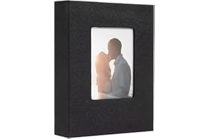 Rdylymx Small Photo Album 6x4 100 Vertical Pictures Linen-Covered Photo Book Top Loading Perfect for Weddings Graduations Childhood Family Moments and Journey Memories(Black)