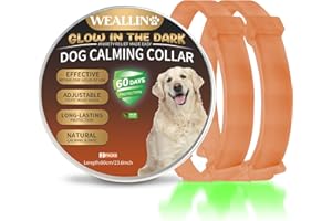 WEALLIN Collare Calmante per Cani, Si Illumina al Buio Anti-Ansia Collare Calmo per Cani, Regolabili e Impermeabile 60 Giorni Collare Calmante per Cuccioli Cani di Grossa Taglia(2pz）, Arancia