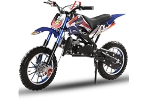 HESITROAD Mini Dirt Bike for Kids & Adult,49cc 2-Stroke Off Road Gas Power Mini Motorcycle,Trail Pocket Motorbike,Mini Pit Bikes Motorcycle Max Load 331Lbs for Uphill & Up to 40KM/H (Blue)