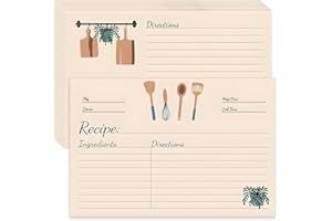 HSYTEK Set di 50 biglietti per ricetta, 15 x 10 cm, per scrivere su entrambi i lati, ricettario da scrivere fai da te