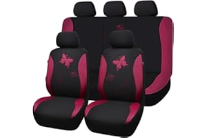 Flying Banner Housses de siège de Voiture Universelle Tendance avec Broderie Papillon Motif (Complet, Bordeaux)