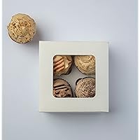 10 Cupcake Boxes with Window and Inserts Cavity Plain White- Holds 4 | 4 Cupcakes, Muffins, patisseries (10x4)