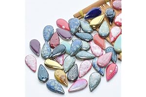 BTMIEY 500 g zufällige Keramik-Mosaikfliesen, DIY Kreative Keramik-Mosaikfliesen für DIY Bastelteller, Blumentöpfe, Vasen, Tassen, Mosaikherstellung (großer Regentropfen)