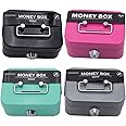Small Cash Box With Key Lock, Decaller Portable Metal Money Box With Double Layer & 2 Keys For Security, Pink, 6" X 4 4/5" X 3 1/5", QH1506XS