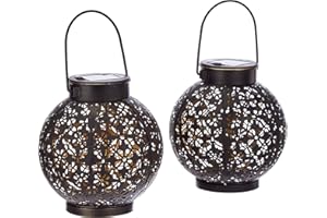 Gadgy Orientalische Solarlampen - 2er Set Wasserdichte Hängende Marokkanische Laternen für Garten, Balkon & Außendekoration, Wetterfeste Außenleuchten