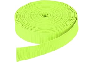 DMiotech 25 meter x 2,5 cm bredd nylonband Poly platt vävband för gör-det-själv hantverk ryggsäck rem, sömnad, utomhusutrustning reparation, fluorescerande