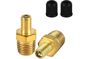 NQEUEPN 2pcs Brass Air Inflator Adapter, 1/4" NPT (M) to Standard Valve for Schrader (M) Tire Inflator Connector for Auto Tyre Valve Adapter for Presta Air Compressor Portable Air Hose Air Chuck