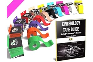 Physix Gear Sport Kinesiology Tape Pro - Sports Tape for Injury, Pregnancy, Knee, Joint, Swelling, Strains - Waterproof Athletic Tape for Muscle Support & Improved Blood Circulation (with e-Guide)