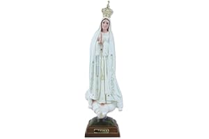 Proposte Religiose Estatua de Nuestra Señora de Fátima en Resina Pintada a Mano con Ojos de Vidrio. Altura 35 cm