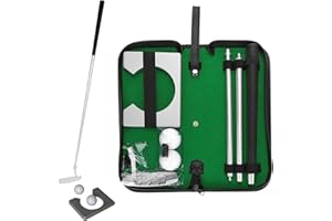 ‎SERLIUM Serlium Tragbares Golf-Putter-Set, Rechtshänder Zinklegierung Minigolf Schläger Set mit PVC-Ball und Tasche, Legierung und Putter-Torständer aus Holz für Zuhause und Büro Indoor