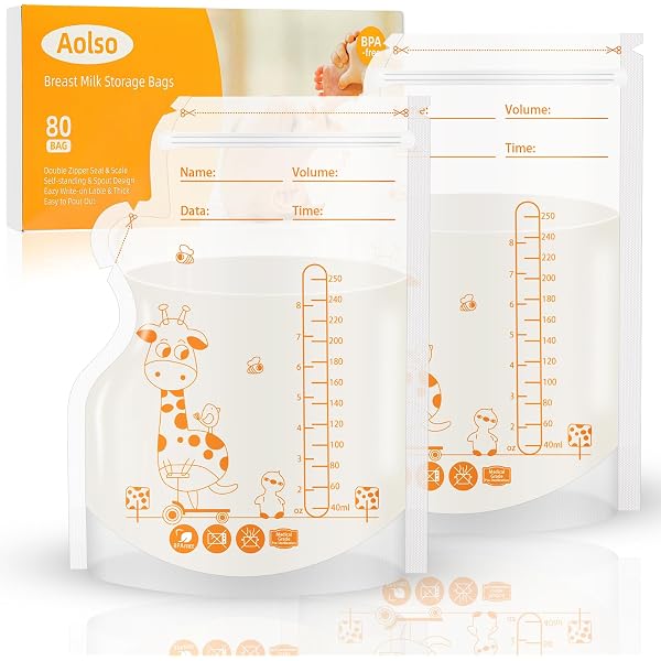 Sachets De Conservation Lait Maternel - 40 Pièces - Capacité 250 Ml (8 Oz) - Double Fermeture, Sans BPA