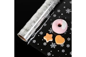 GWHOLE Papier Transparent Emballage Noël 40CM x 30M Papier Cadeau Transparent Motif Flocon de Neige Papier Cristal pour Cadeaux Fleurs Arts Artisanat