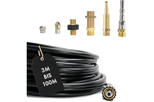 Smartek – 7-teiliger Rohrreinigungsschlauch (3 – 100m) für Kärcher, Nilfisk Alto WAP Hochdruckreiniger AG M22 x 1,5 IG & Bajonett Adapter & Adapter KEW & 2x rotierende Düsen & Quick Connect (50)