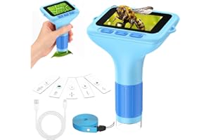 QUNSE Digital Handheld Microscope for Kids: 3.0" Large HD Screen 1000X Portable Mini Microscopes with Camera Video Recording Slides Kit Science Educational Boys Girls Toy Gifts