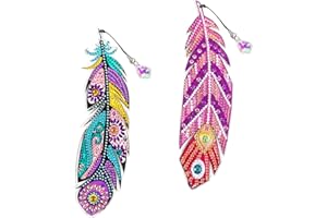 Hyakoz 5D DIY diamant malerei lesezeichen 2 set Diamond Painting Lesezeichen Diamant Painting Bilder Lesezeichen Feder für Frauen Mädchen Kinder Lesezeichen Basteln Arts Crafts Geschenk