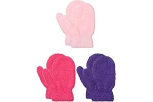 Geyoga 3 Paires Gants Enfant Tricot moufle Extensible Hiver pour Bébé Garçon Fille