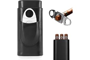 SUNOYA Cigarrlåda i läder, cigarrfodral i läder med cigarrklippare, cigarrfodral för cigarrer 3, bärbar cigarrkällare, cigarr