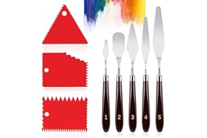 XUWAIDSGN 8 Stück Strukturpaste Fein Spachtel Palette Messer Set 3 Strukturpaste Spachtel 5 Öl Malen Palettenmesser Leimauftragsspachtel Spachteln Malmesser Strukturpaste Zahnspachtel Leimspachtel Malspachtel