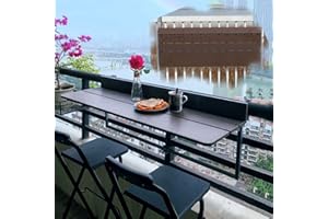 AMSXNOO Table de Balcon Suspendue, Table Rabattable métal, Hauteure Réglable Aluminium Table Pliante Murale, Table Balustrade Terrasse pour Extérieur Jardin Bureau Patio (Couleur : Curry)