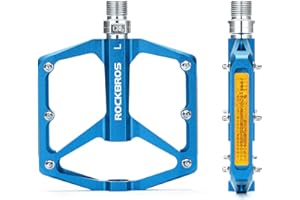 ROCKBROS Pédales VTT avec Réflecteurs Pédales Plate BMX Alliage d'Aluminium Pédales Légères Antidérapant 9/16 Pouces Vélo de Route Vélo de Course E-Bike Vélo Pliable Noir Rouge Bleu Titane (1 Paire)