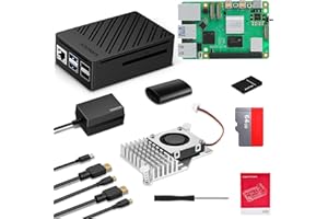 SANOOV Raspberry Pi 5 16GB Kit Edición 64GB con Active Cooler, Pi 5 16GB Board, Pi 5 Carcasa, Cable 4K de HD out, Fuente de Alimentación 27W 5.1V5A USB-C, Lector de Tarjetas, Manual de Usuario