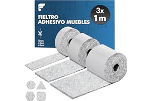 shinfly Almohadillas Fieltro Adhesivo Muebles de 4mm | Protector Patas Muebles | Fieltro Autoadhesivas (100 * 10cm + 100 * 5cm + 100 * 2cm) | Antideslizante Protector Patas Sillas | Gris