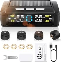 Contrôleur Pression Pneus TPMS Solaire - 4 Capteurs Externes Sans Fil - 5 Alarmes - Pour Voiture/SUV/Remorque