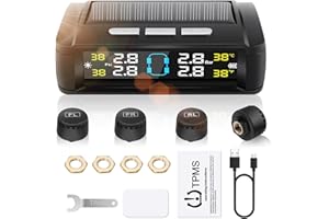 Geloo TPMS Reifendruckkontrollsystem mit 4 Wasserdicht IPX7-Reifendrucksensoren.Druckbereich：0-5 Bar für RV LKW Van SUV