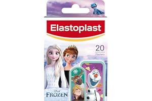Elastoplast Disney Frozen Plasters, Assorted Sizes (20 Pieces), Coloured, First Aid Wound Care for Children with Frozen Designs, Various Sized, Skin-Friendly