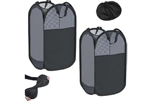 COGNITIVEX 2PCS Black Collapsible Washing Basket, Mesh Folding Laundry Basket, 75L Large Washing Basket Collapsible, Pop Up Laundry Basket Bin with Side Pocket for Bedroom and Bathroom Clothes Tidy Storage