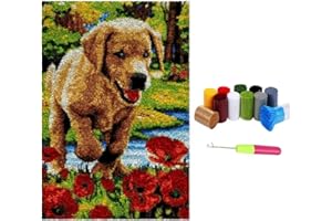 LDFHOIN Latch Hook Kit Tapis pour Chien Kit Tapis Au Point Noué, Kits de Tapis de Crochet de Bricolage Loquet Crochet Kits, Kits de Tapis Broderie avec Crochet de Loquet debutant