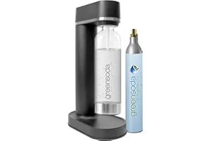 greensoda Wassersprudler (schwarz) - nachhaltig und plastikfrei sprudeln - Komplettpaket inkl. CO2 Zylinder und 1 Liter PET Flasche