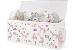 omedecal Cesta Porta Giochi Bambini Contenitori, Pieghevole, 124 L, Grande Oxford Contenitore Cesto Scatola Porta Giochi Baule Portagiochi Bambini Bambino, 96x32x40cm - Unicorno