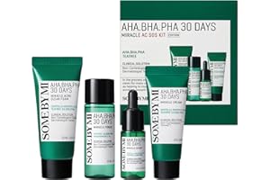 SOME BY MI AHA BHA PHA 30 Days Miracle AC SOS Kit Toner 1.01 Oz, Serum 0,33 Oz, Cream0,7 once, Schiuma 1,01 once - Set per la cura della pelle quotidiana esfoliante delicato - Pastiglie, sebo, cura