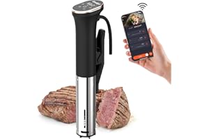 Cooksir Sous Vide Roner, WIFI Roner Cucina a Bassa Temperatura, 1400W, Funzionamento Touch, Sous Vide con Alloggiamento in Acciaio Inox, Circolazione a 360°, 10-90°C, 1-99 Minuti, Ricettario