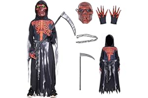 ZUCOS Costume de faucheuse - Masque crânien - Unisexe - Pour Halloween - Décoration de fête