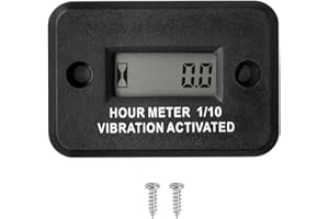 NInE-ROnG Vibration Digital Hour Meter Self-powered Gauge Waterproof IP68 for Air Compressor Mini Tractor Snow Blower (Black)