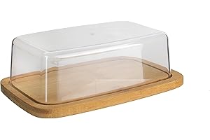 COOK CONCEPT - KA2140 Beurrier Bambou et Plastique - Design Épuré, Pratique pour Beurre - Dimensions : 20,5 x 12,5 x 6 cm - Couleur Beige et Transparent