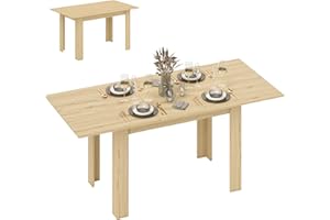 HOMCOM Tavolo da Pranzo Allungabile per 6-8 Persone con Pannelli a Ribalta, Tavolo da Cucina Allungabile in MDF, per Sala da Pranzo, Soggiorno, 140-180x80x75 cm, Colore Legno